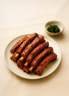 JPG 편집이미지 접시 반찬 사람없음 등갈비 쪽갈비 맛있는 편집실사 AI포토 AI콘텐츠 식기 음식 CG 갈비 파일형식