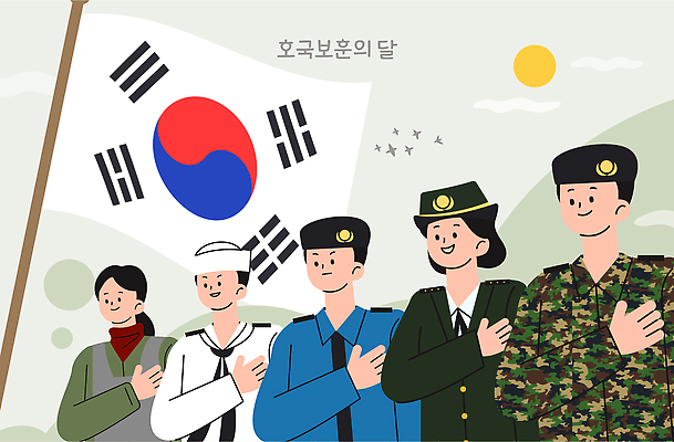 전신 여자 남자 일러스트 여러명 성인 군인 태극기 공군 군복 해군 육군 경례 국기에대한경례 성인만 호국보훈의달 국내일러스트 AI파일 직업 다수 유니폼 군대 사람 인사 국기 6월 국군 파일형식 벡터