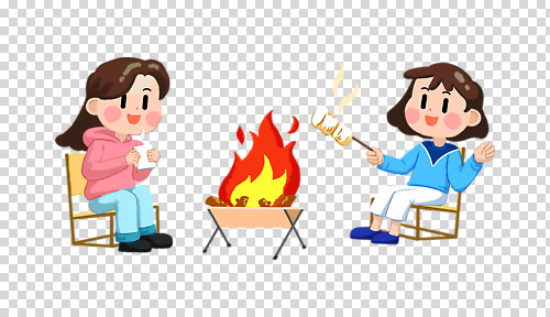 전신 편집이미지 여자 의자 웃음 들기 누끼 앉기 성인 두명 친구 캠핑 머그컵 모닥불 굽기 화로 PNG 마시멜로우 성인여자만 그릇 가구 관계 모션 불 레저 디저트 표정 사람 컵 구이 여자만 성인만 파일형식