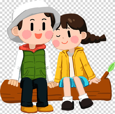전신 편집이미지 커플 여자 남자 윙크 미소 누끼 앉기 성인 두명 통나무 PNG 챙모자 통나무의자 성인만 나무 모자_잡화 의자 관계 모션 표정 사람 파일형식