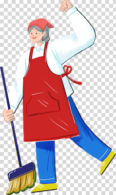 전신 편집이미지 여자 노년 두건 한명 웃음 들기 누끼 빨간색 손들기 파이팅 앞치마 빗자루 청소부 PNG 노인여자한명만 직업 1 컬러 모션 표정 사람 성인 청소도구 여자한명만 노인여자만 파일형식