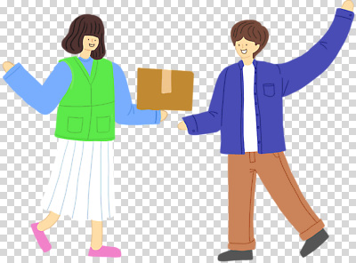 전신 편집이미지 여자 남자 미소 들기 누끼 성인 두명 손들기 주기 택배상자 PNG 성인만 모션 표정 사람 상자 택배 파일형식