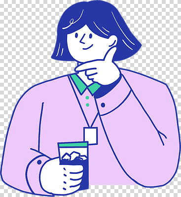 1 여자 감정 컬러 비즈니스 모션 표정 사람 직장인 아메리카노 아이스커피 여자한명만 성인여자만 파일형식 보라색 비즈니스우먼 들기 미소 사원증 아이스아메리카노 고민 턱괴기 상반신 한명 성인여자한명만 성인 편집이미지 PNG 누끼