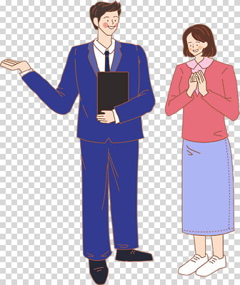 옷 남자 비즈니스 모션 표정 사람 손짓 사무용품 직장인 파일형식 비즈니스맨 미소 서류파일 들기 안내 손모으기 정장 전신 두명 여자 성인만 성인 편집이미지 PNG 누끼