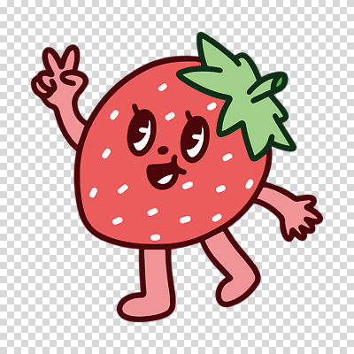 캐릭터 컬러 손짓 파일형식 분홍색 브이 딸기캐릭터 편집이미지 PNG 사람없음 누끼