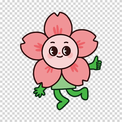 식물 캐릭터 컬러 최고 파일형식 꽃 분홍색 따봉 꽃캐릭터 편집이미지 PNG 사람없음 누끼