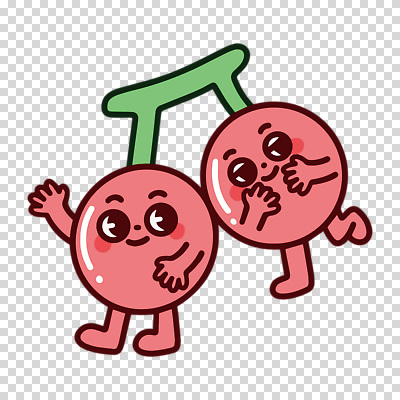 캐릭터 컬러 인사 파일형식 손인사 분홍색 체리캐릭터 편집이미지 PNG 사람없음 누끼