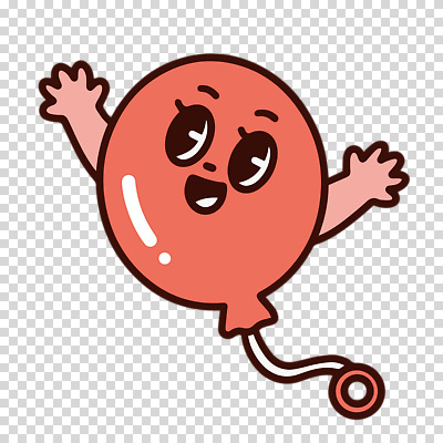 컬러 모션 파일형식 캐릭터 비행 코랄 만세 풍선 편집이미지 PNG 누끼 사람없음