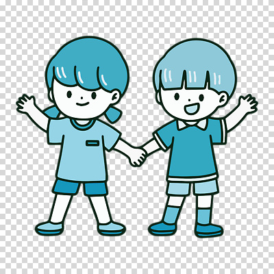 컬러 모션 사람 파일형식 손들기 손잡기 파란색 전신 두명 여자 남자 어린이 편집이미지 PNG 누끼