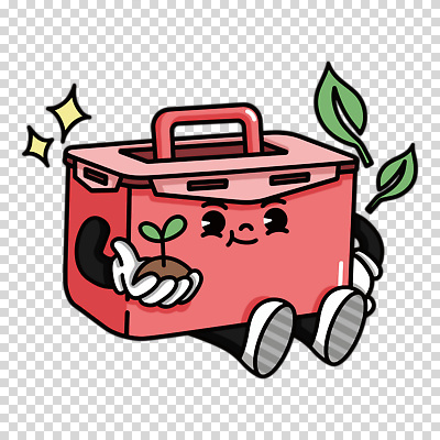 편집이미지 캐릭터 잎 들기 누끼 앉기 사람없음 빨간색 반짝임 새싹 용기 PNG 다회용품 식물 그릇 컬러 모션 재활용품 파일형식