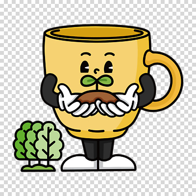 나무 편집이미지 캐릭터 들기 누끼 사람없음 컵 노란색 새싹 흙 PNG 다회용품 식물 식기 컬러 모션 재활용품 파일형식