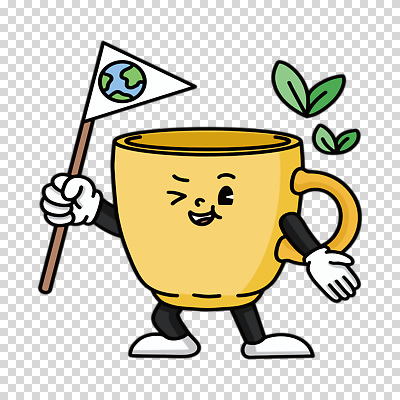 편집이미지 캐릭터 지구 잎 들기 누끼 사람없음 컵 노란색 깃발 PNG 다회용품 식물 식기 컬러 모션 재활용품 파일형식