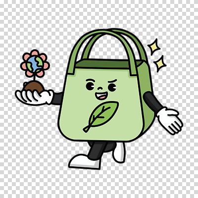 편집이미지 캐릭터 꽃 지구 들기 누끼 사람없음 연두색 반짝임 PNG 에코백 다회용품 식물 가방 모션 초록색 에코 재활용품 파일형식