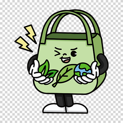 편집이미지 캐릭터 지구 잎 윙크 들기 누끼 사람없음 연두색 PNG 번개모양 에코백 다회용품 모양 식물 가방 모션 표정 초록색 번개 에코 재활용품 파일형식