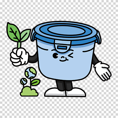 편집이미지 캐릭터 지구 윙크 들기 누끼 사람없음 파란색 새싹 뚜껑 용기 PNG 다회용품 식물 그릇 컬러 모션 표정 재활용품 파일형식