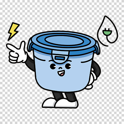 편집이미지 캐릭터 누끼 사람없음 파란색 뚜껑 가리킴 용기 플러그 PNG 번개모양 다회용품 모양 그릇 컬러 손짓 번개 재활용품 파일형식