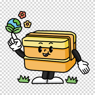 편집이미지 캐릭터 꽃 지구 잎 누끼 사람없음 노란색 PNG 도시락통 다회용품 식물 컬러 용기_그릇 재활용품 파일형식