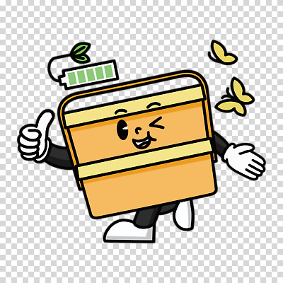 편집이미지 캐릭터 나비 윙크 누끼 사람없음 노란색 건전지 따봉 PNG 충전 도시락통 다회용품 컬러 곤충 표정 최고 용기_그릇 재활용품 파일형식