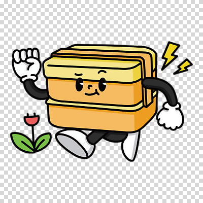 편집이미지 캐릭터 꽃 누끼 사람없음 노란색 걷기 PNG 도시락통 번개모양 다회용품 모양 식물 컬러 모션 용기_그릇 번개 재활용품 파일형식