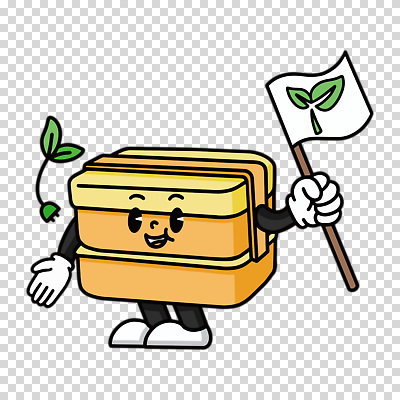 편집이미지 캐릭터 잎 들기 누끼 사람없음 노란색 깃발 PNG 도시락통 다회용품 식물 컬러 모션 용기_그릇 재활용품 파일형식