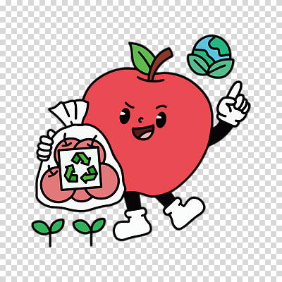 편집이미지 지구 봉투 누끼 사람없음 재활용 가리킴 사과 PNG 사과캐릭터 캐릭터 과일 손짓 친환경 파일형식