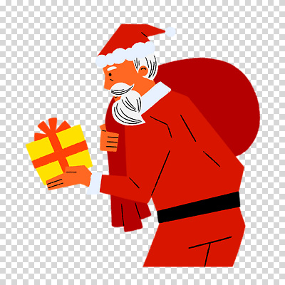 모자_잡화 1 옷 컬러 크리스마스 모션 선물 사람 성인 상자 파일형식 산타옷 들기 선물상자 보따리 산타모자 빨간색 한명 남자 노년 산타클로스 PNG 편집이미지 누끼