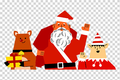 모자_잡화 옷 컬러 크리스마스 모션 사슴 선물 사람 성인 상자 인사 파일형식 산타모자 들기 손인사 보따리 선물상자 산타옷 산타클로스 빨간색 루돌프 두명 남자 어린이 노년 PNG 편집이미지 누끼 상반신