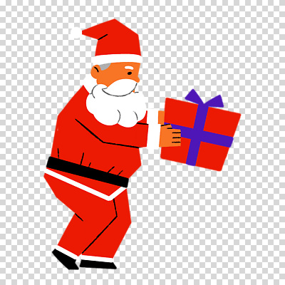 모자_잡화 1 옷 크리스마스 모션 선물 사람 성인 상자 파일형식 산타모자 산타옷 선물상자 들기 한명 남자 노년 산타클로스 PNG 편집이미지 누끼 전신