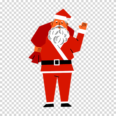 모자_잡화 1 옷 컬러 크리스마스 모션 사람 성인 인사 파일형식 손인사 산타옷 산타모자 보따리 들기 빨간색 전신 한명 남자 노년 산타클로스 PNG 편집이미지 누끼
