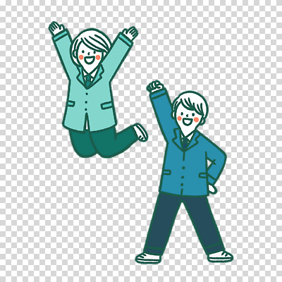 전신 편집이미지 여자 남자 허리손 누끼 정장 두명 손들기 점프 만세 자신감 PNG 옷 감정 포즈 모션 사람 파일형식