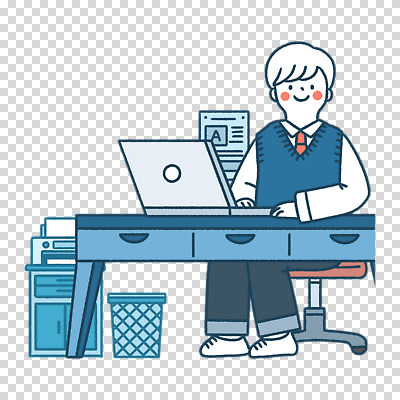 전신 편집이미지 남자 의자 한명 누끼 앉기 노트북 쓰레기통 인쇄기 책상 PNG 1 가구 모션 사람 전자제품 파일형식