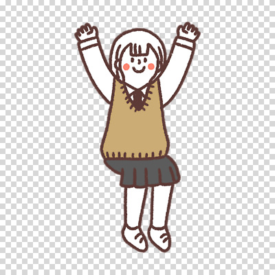 전신 편집이미지 여자 교복 청소년 한명 누끼 앉기 만세 PNG 1 옷 모션 사람 파일형식