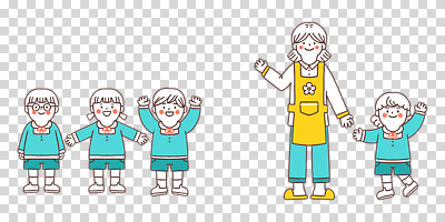 안경 어린이 다수 모션 사람 교사 인사 파일형식 안경낌 손인사 손들기 만세 앞치마 전신 유치원선생님 유치원생 여러명 여자 남자 편집이미지 PNG 누끼