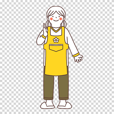 전신 편집이미지 여자 한명 누끼 노란색 앞치마 가리킴 유치원선생님 PNG 1 컬러 사람 손짓 교사 파일형식 직업 모션