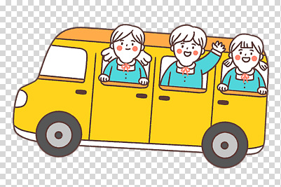 어린이 모션 버스 사람 인사 파일형식 손인사 등하교 상반신 세명 승차 스쿨버스 유치원생 남자 여자 편집이미지 PNG 누끼