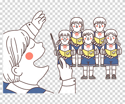 전신 편집이미지 여자 남자 어린이 노래 들기 누끼 여러명 교사 악보 지휘봉 지휘자 지휘 PNG 합창단 직업 음악 다수 모션 사람 음악가 그룹 합창 파일형식