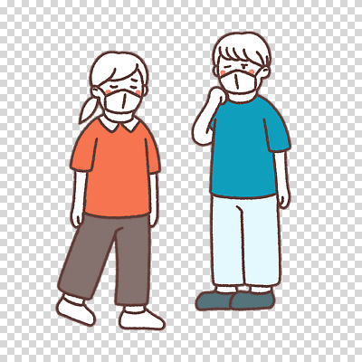 전신 편집이미지 여자 남자 누끼 두명 손들기 PNG 기침 마스크착용 모션 마스크 사람 사회이슈 파일형식 컨셉