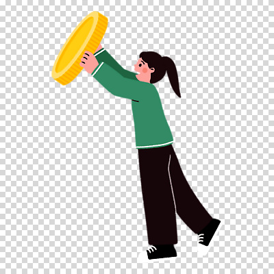 전신 편집이미지 여자 한명 들기 누끼 걷기 동전 PNG 1 돈 모션 사람 파일형식 재산 금융 경제