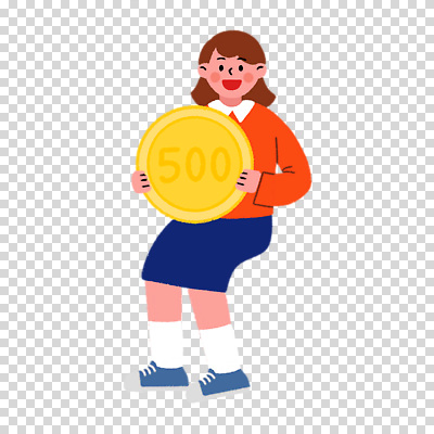 전신 편집이미지 여자 한명 들기 누끼 앉기 오백원 PNG 1 모션 사람 동전 파일형식 돈 재산 금융 경제