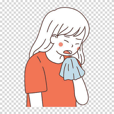 편집이미지 여자 한명 들기 누끼 상반신 찡그림 손수건 PNG 기침 1 모션 표정 사람 파일형식