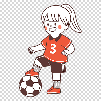 전신 편집이미지 여자 어린이 유니폼 축구공 한명 누끼 빨간색 축구복 밟기 PNG 1 옷 컬러 공 축구용품 모션 사람 운동복 축구 파일형식