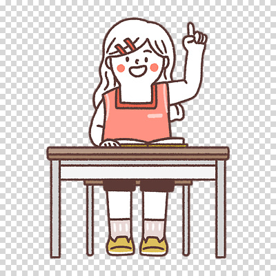 전신 편집이미지 학생 여자 어린이 한명 누끼 앉기 손들기 질문 책상 PNG 1 가구 모션 사람 파일형식