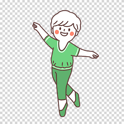 전신 편집이미지 남자 어린이 한명 누끼 초록색 손들기 발레복 PNG 다리들기 1 옷 컬러 모션 사람 발레 파일형식