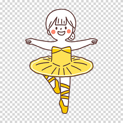 전신 편집이미지 여자 어린이 팔벌리기 한명 누끼 노란색 발레복 PNG 다리들기 1 옷 컬러 모션 사람 발레 파일형식