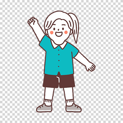 전신 편집이미지 여자 어린이 한명 누끼 손들기 질문 PNG 1 모션 사람 파일형식