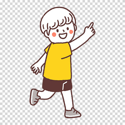 전신 편집이미지 남자 어린이 한명 누끼 노란색 걷기 가리킴 PNG 1 컬러 모션 사람 손짓 파일형식