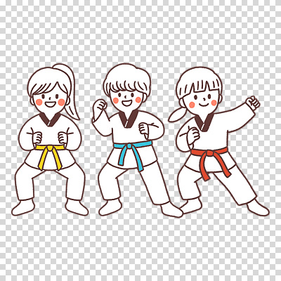 전신 편집이미지 여자 남자 어린이 포즈 누끼 세명 태권도 태권도복 PNG 도복 사람 격투기 파일형식