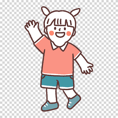 전신 편집이미지 여자 어린이 한명 누끼 손들기 손인사 PNG 1 모션 사람 인사 파일형식