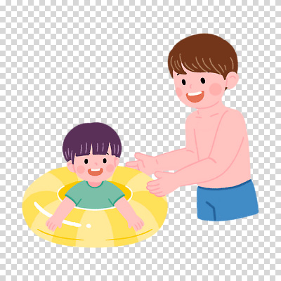 편집이미지 남자 어린이 물놀이 누끼 상반신 두명 튜브 PNG 부자지간 아들 가족 놀이 사람 아빠 파일형식