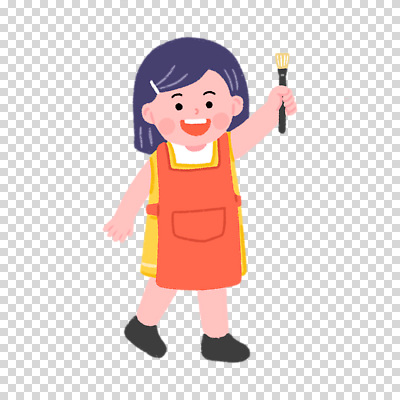 전신 편집이미지 여자 어린이 한명 들기 누끼 앞치마 붓 PNG 1 모션 사람 파일형식